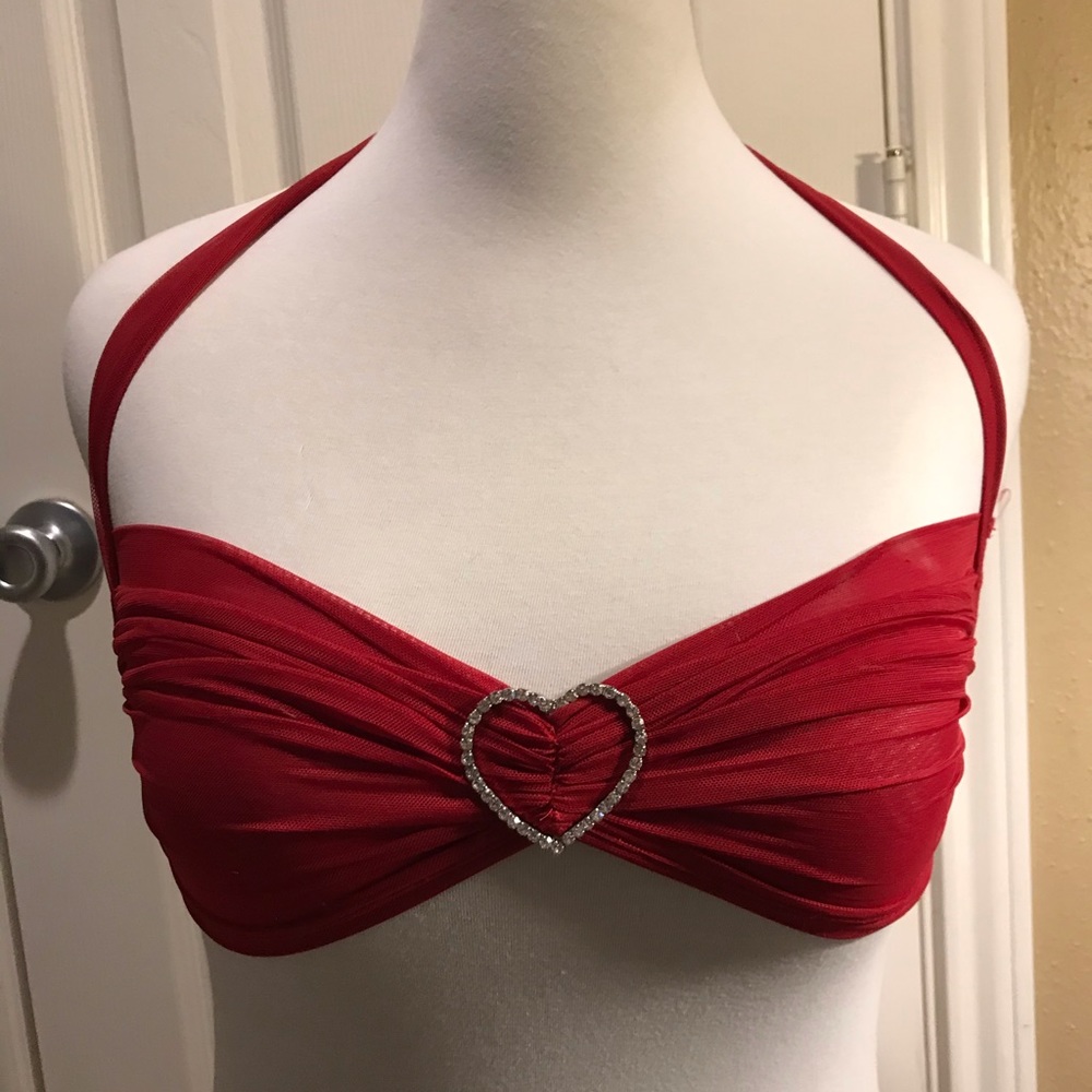 Frederick’s of Hollywood Red Rhinestone Bra Medium